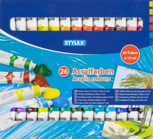 STYLEX Acrylfarbe 26 Farben 28627
