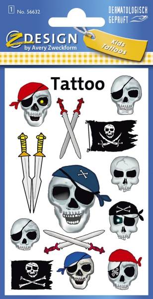 AVERY ZWECKFORM Tattoo Piraten-Totenkopf fbg. 56632