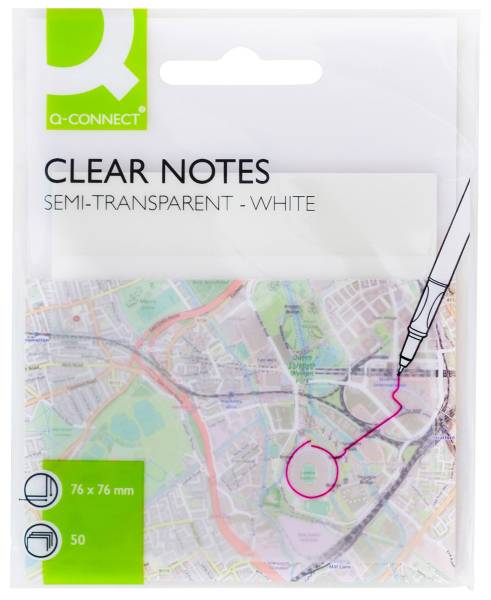 Q-CONNECT Haftnotizblock 50BL PP transparent-weiß KF10370 76x76mm