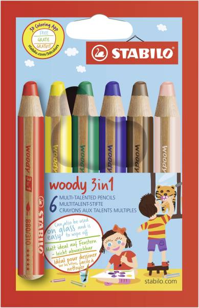 STABILO Farbstift Woody Kartonetui 6 Stück 8806 sortiert