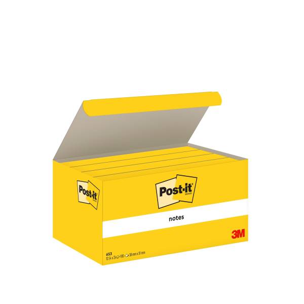 POST-IT Haftnotizblock 12x100BL gelb 653 38x51mm