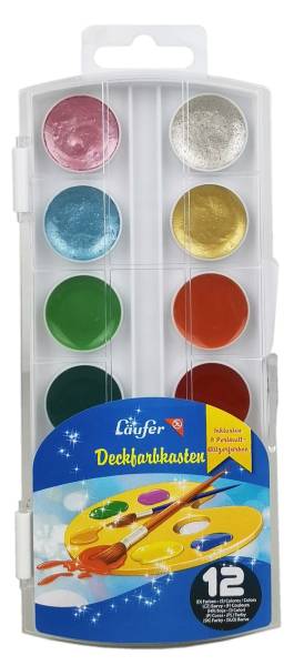 LÄUFER Farbkasten 12 Farben Glitzer 87216