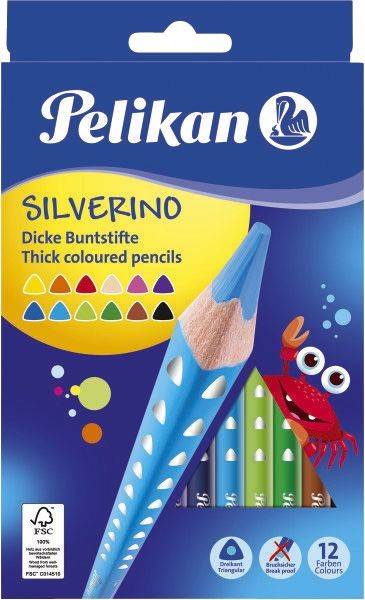PELIKAN Farbstifte 12ST SILVERINO dick 100401596 700627 BSD12DN dreie