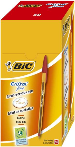 BIC Kugelschreiber Cristal F rot 872720 gelber Schaft