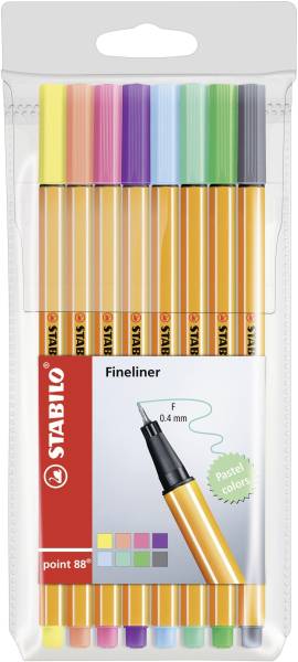 STABILO Feinliner point 88® EF 0,4mm Etui 8 St. 88/8-01 pastell sortiert