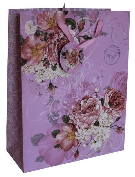 Geschenktragetasche Blume rosa 1431 33x26x11cm