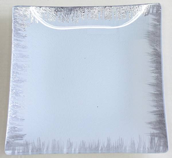 Glasteller weiß- silber QL7182-1 15x15cm