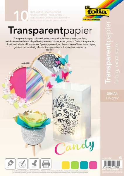 FOLIA Transparentpapier A4 Uni 10BL sortiert 87429 115g Candy