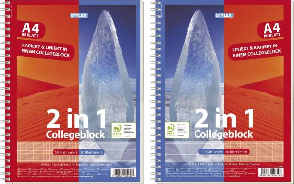 STYLEX Collegeblock A4 Duo kar.+ lin. 40032 60g
