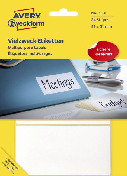 AVERY ZWECKFORM Etiketten 98x51mm 84ST ws 3331