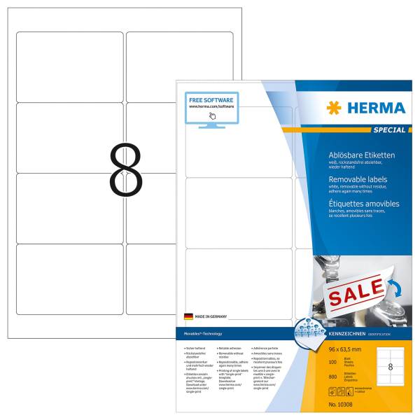 HERMA Super-Print Etiketten Movables 10308 96x63.5mm BB