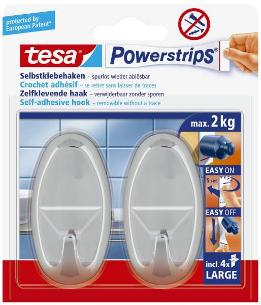 TESA Klebehaken Power Strips oval chrom 58050-00012-20 4Str.+2Haken