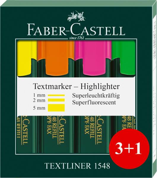 FABER CASTELL Textmarkeretui 1548/3+1 sort. 254831