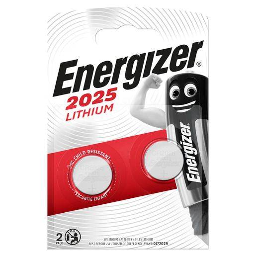 ENERGIZER Knopfzellen-Batterie CR2025 2ST weiß/rot E301021502 Lithium