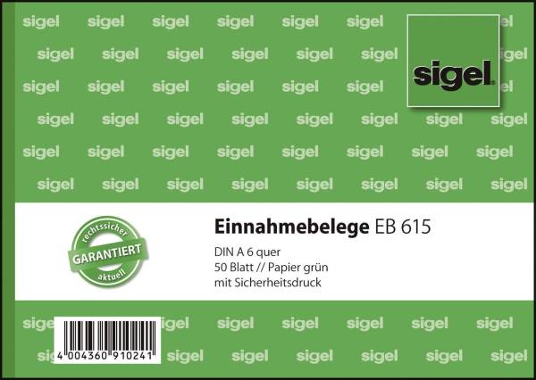 SIGEL Kassen Einnahmebeleg A6q grün EB615 50BL