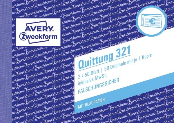 AVERY ZWECKFORM Quittung A6/2x50BL 321