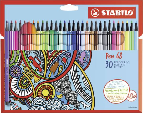STABILO Fasermaler Pen 68 Etui 30 Stück 6830-7 sortiert