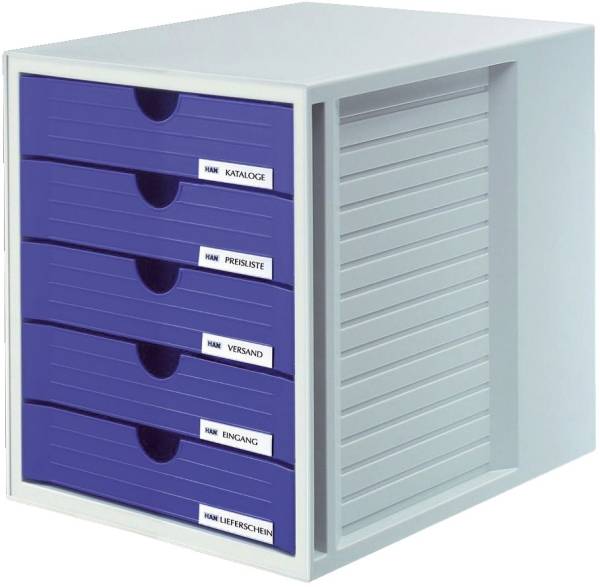 HAN Schubladenbox grau/blau 1450-14 5 geschlossene Schuebe