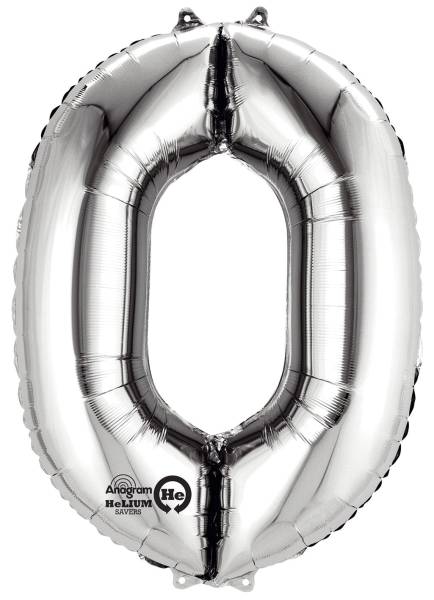 Folienballon Zahl 0 silber 798001 / 9906285 86cm