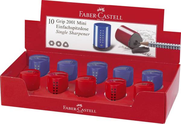 FABER CASTELL Dosenspitzer einfach Grip 2001 rot/blau 183710 Mini