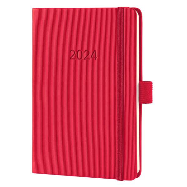 SIGEL Buchkalender 2024 A6 rot C2465 2 Seiten = 1 Woche