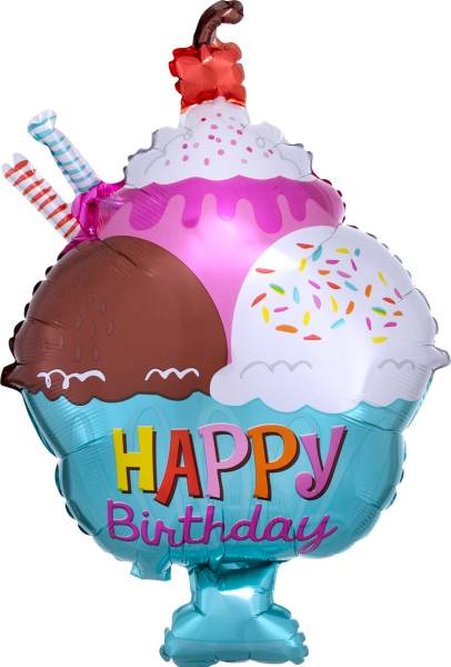 AMSCAN Folienballon Happy Birthday Eisbecher 3561701