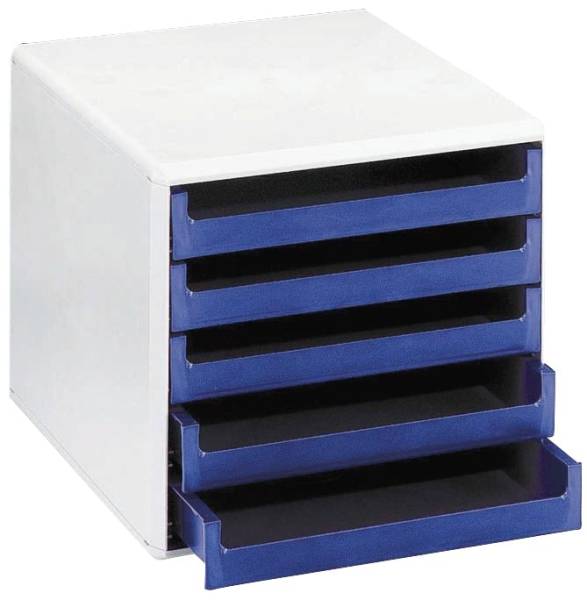M+M Schubladenbox 5 Laden hellgrau/blau 30050911