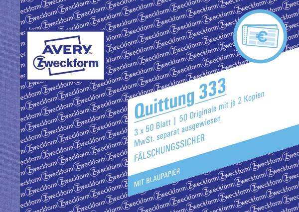 AVERY ZWECKFORM Quittung A6/3x50BL 333