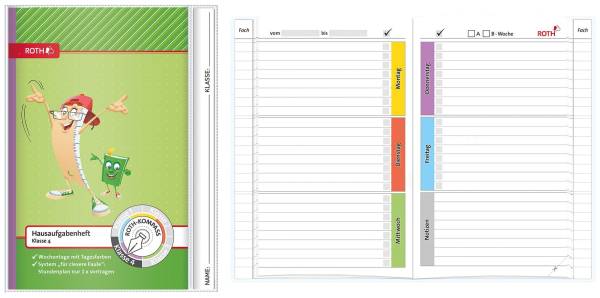 ROTH Hausaufgabenheft A5 96S. 4.Klasse 89255 1W-2S mit Schutzumschlag