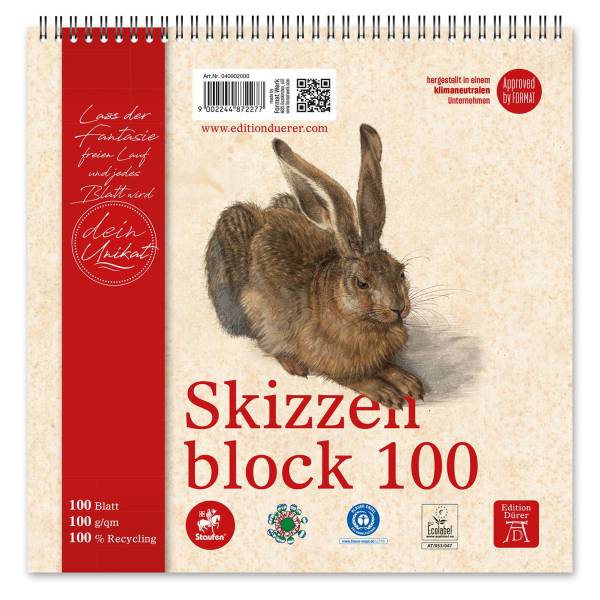 Edition DÜRER Skizzenblock Quart 20x20cm 100BL weiß 040902000 100g