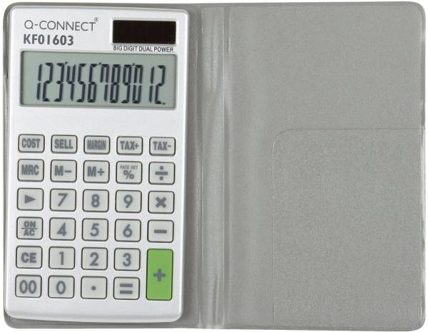 Q-CONNECT Taschenrechner 12-stellig Solar KF01603 70x15x120 mm BxHxT