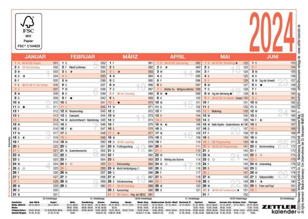 ZETTLER Wandkalender A6 2-fbg 6M 1S 660143/602529/900-0000