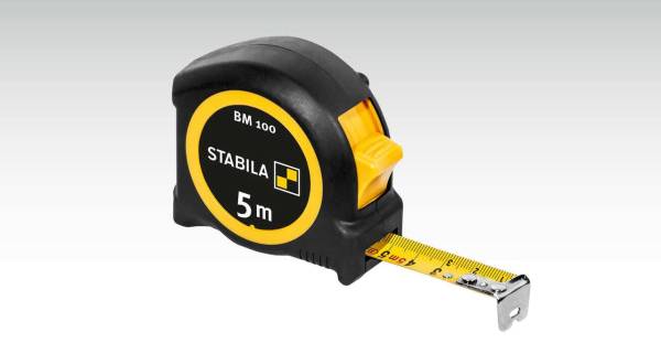 STABILA Taschenbandmaß BM100 5m schwarz/gelb 1719568 metrische Skala