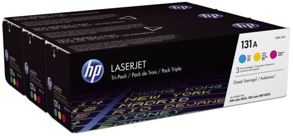 HP Lasertoner Nr. 131A c,m,y Triple Pack U0SL1AM