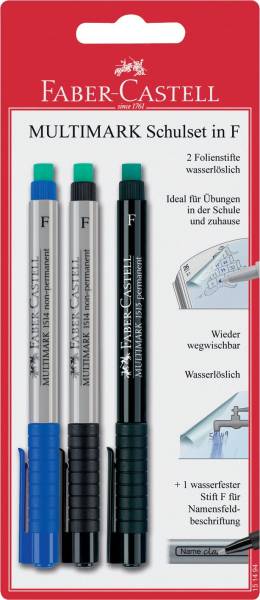 FABER CASTELL Folienstift Multimark Schulset 151494 2+1