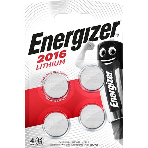 ENERGIZER Knopfzellen-Batterie CR2016 4ST weiß/rot E300849004 Lithium