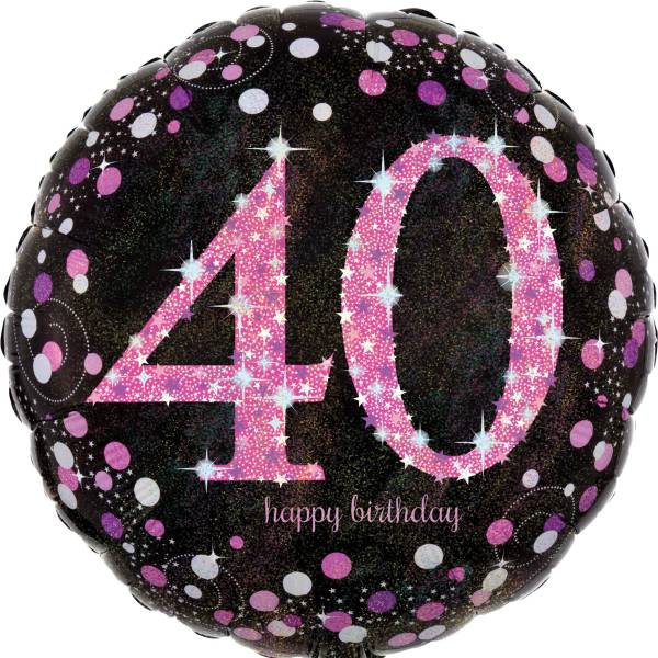 AMSCAN Folienballon Happy Birthday 40 pink 3378601 Sparkling 43cm D