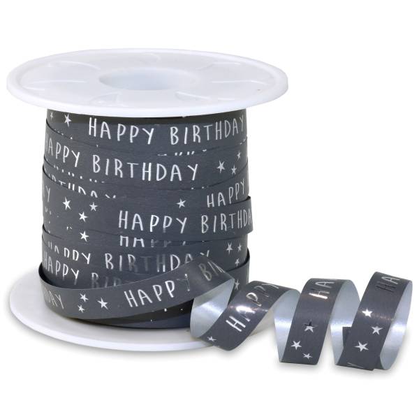 Ringelband Birthday 10mm-100m grau 069-731