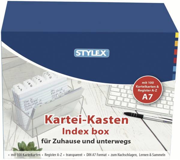 STYLEX Karteikasten Plastik transp.A7 49971 Reg+100Kart 12x9,5x7cm
