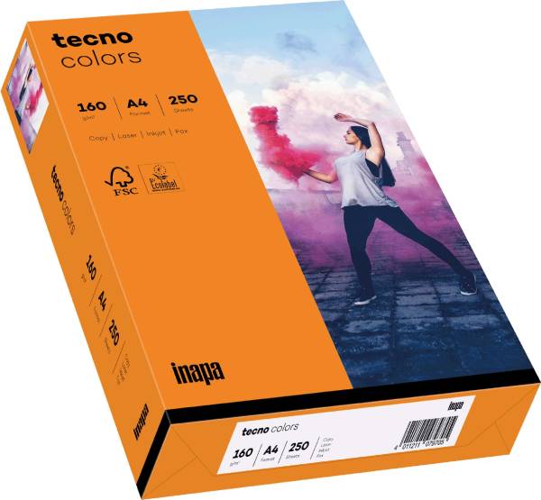 TECNO Kopierpapier A4 160g 250BL pastellorange 2100011384 Colors