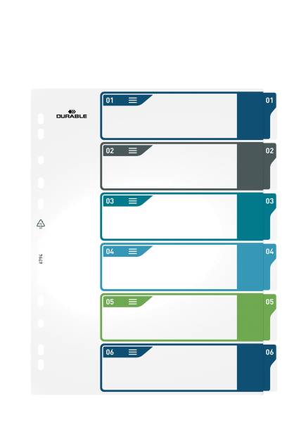 DURABLE Ordnerregister 1-6 PP/A4+ weiß/farbig 6794 27 Überbreit EDV