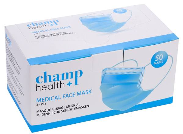 CHAMP Mund- Nasenschutzmaske 50ST blau/weiß 40509077 IIR BFE 98%