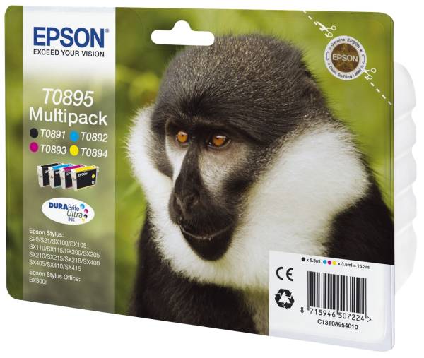 EPSON Inkjetpatrone T0895 sw,c,m,y C13T08954010 4ST
