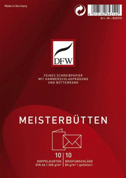 DFW Doppelkarte A6 hoch Meisterbütten DRESDNER 840310 10/10
