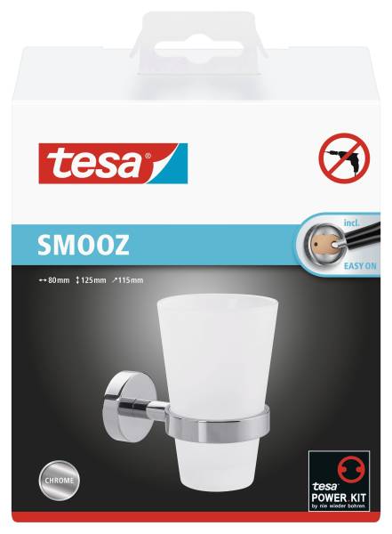 TESA Zahnbecherhalter Metall chrom/Glas sat. 40327-00000-00 Smooz