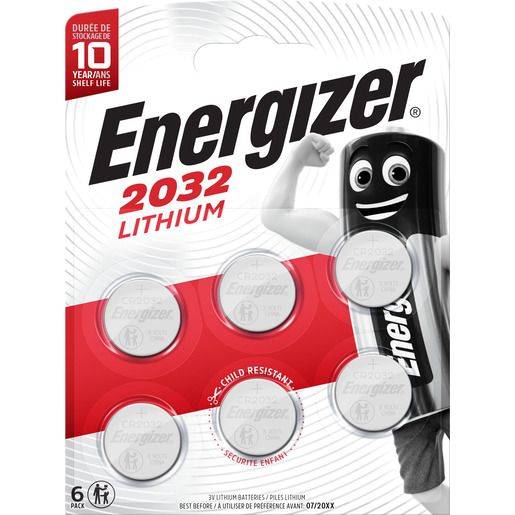 ENERGIZER Knopfzellen-Batterie CR2032 6ST weiß/rot E303272400 Lithium
