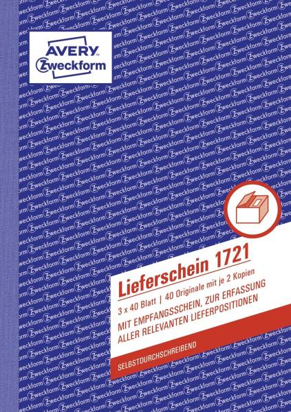 AVERY ZWECKFORM Lieferscheinbuch A5/3x40BL SD 1721
