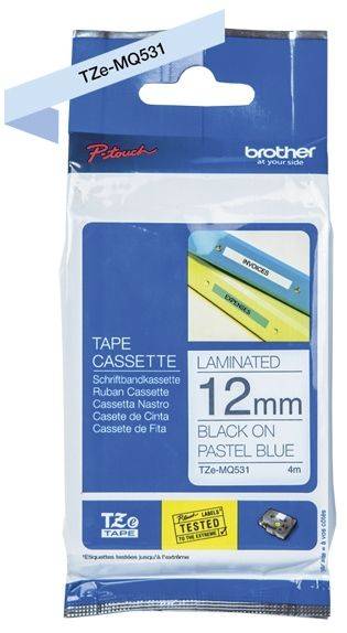 BROTHER Schriftband pastell blau/schwarz TZEMQ531 12mm x 4m