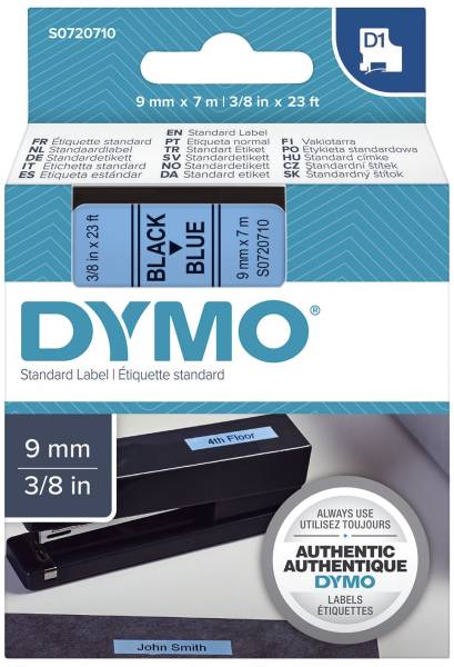 DYMO Schriftband D1 40916 blau/schwarz S0720710 9mm 7m