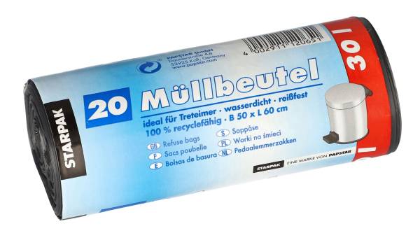 STARPAK Müllsack 60x50 20ST grau 12397 LDPE 30Liter